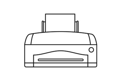 Color home printer icon, outline style