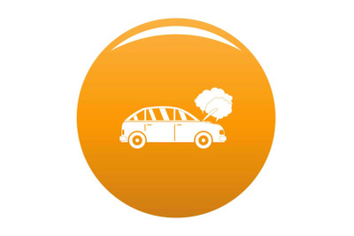 Car in smoke icon vector orange