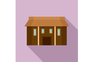 Farm asia house icon, flat style