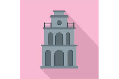 Clock building icon, flat style