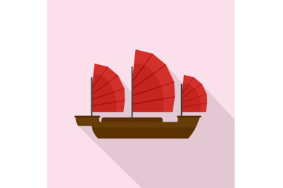 China ship icon, flat style