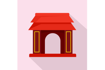 Asian gate icon, flat style