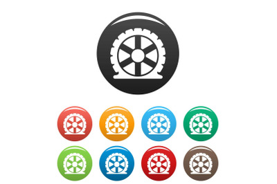 Auto tire icons set color vector