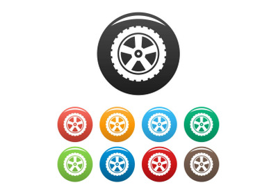 Transport tire icons set color vector