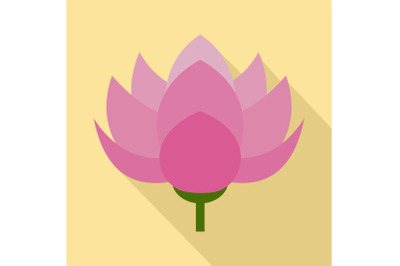 Lotus flower icon, flat style