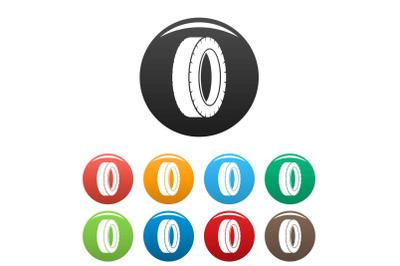Turning tire icons set color vector