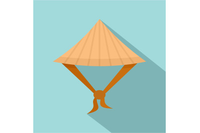 Taiwan conic hat icon, flat style