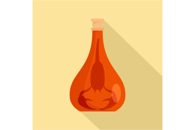 Scorpion in bottle icon, flat style