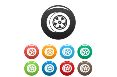 Transport icons set color vector