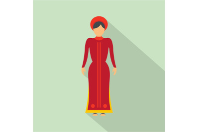 Vietnam woman icon, flat style