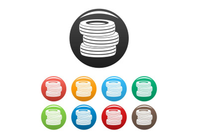 Tire fitting icons set color vector