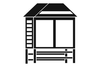Wood asian house icon, simple style