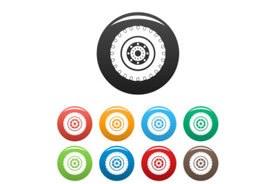 Tyre icons set color vector