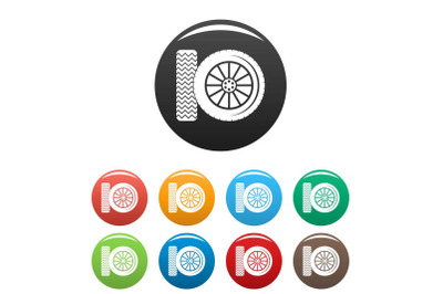 Car tire icons set color vector