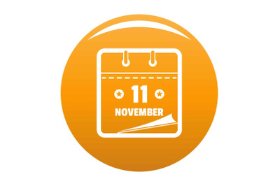 Calendar eleventh november icon vector orange