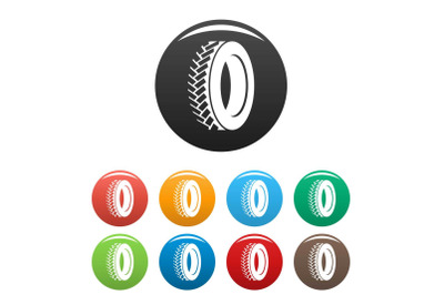 One tyre icons set color vector