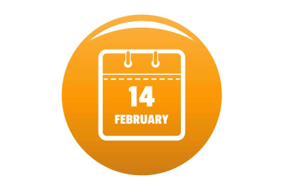 Calendar fourteenth february icon vector orange