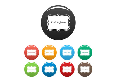 Just married label icons set color vector