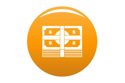Bundle banknote icon vector orange