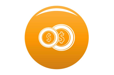 Coin icon vector orange