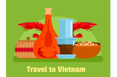 Vietnam food background, flat style