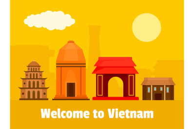 Welcome to Vietnam background, flat style