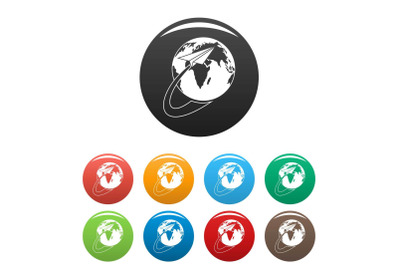 Around the world icons set color vector