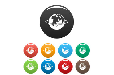 Worldwide icons set color vector
