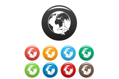 World tourism icons set color vector