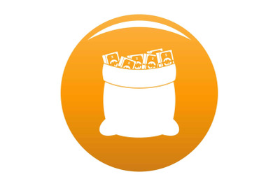 Big bag money icon vector orange