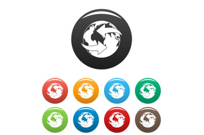 Moving earth icons set color vector