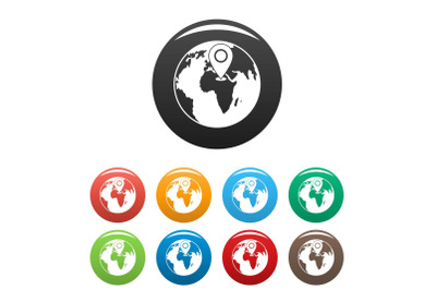 Earth navigation icons set color vector