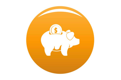 Pig money icon vector orange