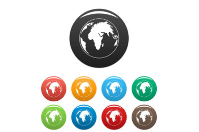 Round planet icons set color vector