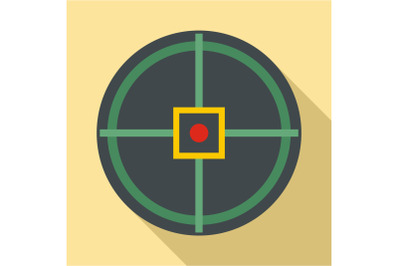 Red point gun aim icon, flat style