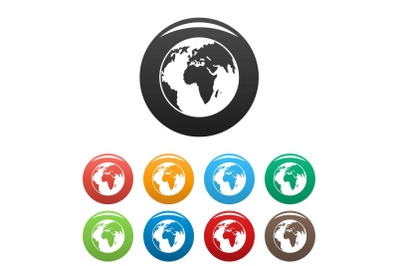 Our planet icons set color vector