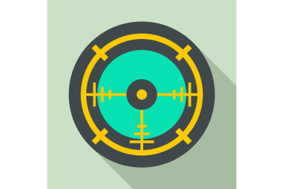 Police aim radar icon, flat style