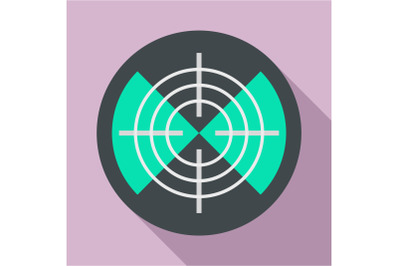 Maritime radar aim icon, flat style