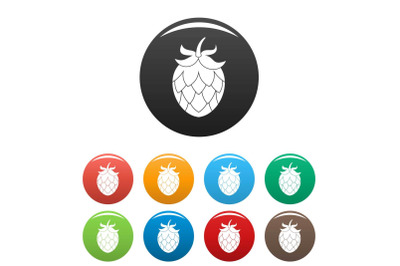 Hop icons set color vector