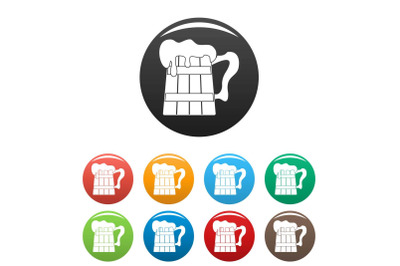Big beer mug icons set color vector
