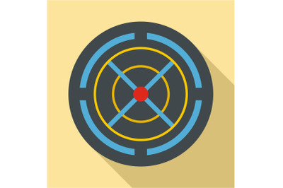 Red gun aim icon, flat style