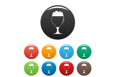 Glass of beer icons set color vector