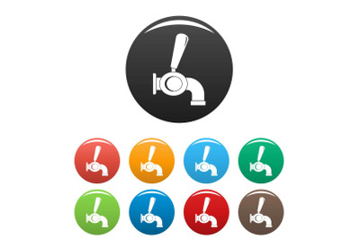 Beer tap icons set color vector