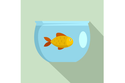 Fish in aquarium icon, flat style