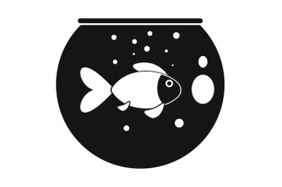 Fish round aquarium icon, simple style