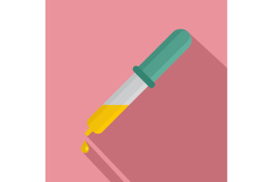 Pipette yellow drop icon, flat style