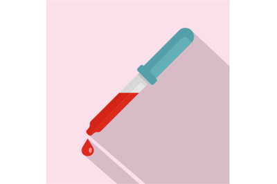 Pipette with blood icon, flat style