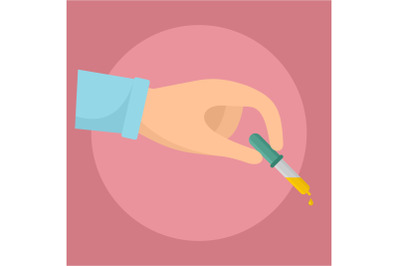 Pipette in hand icon, flat style