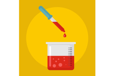 Blood drop in pot icon, flat style