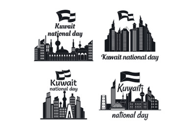 Kuwait skyline banner concept set, simple style